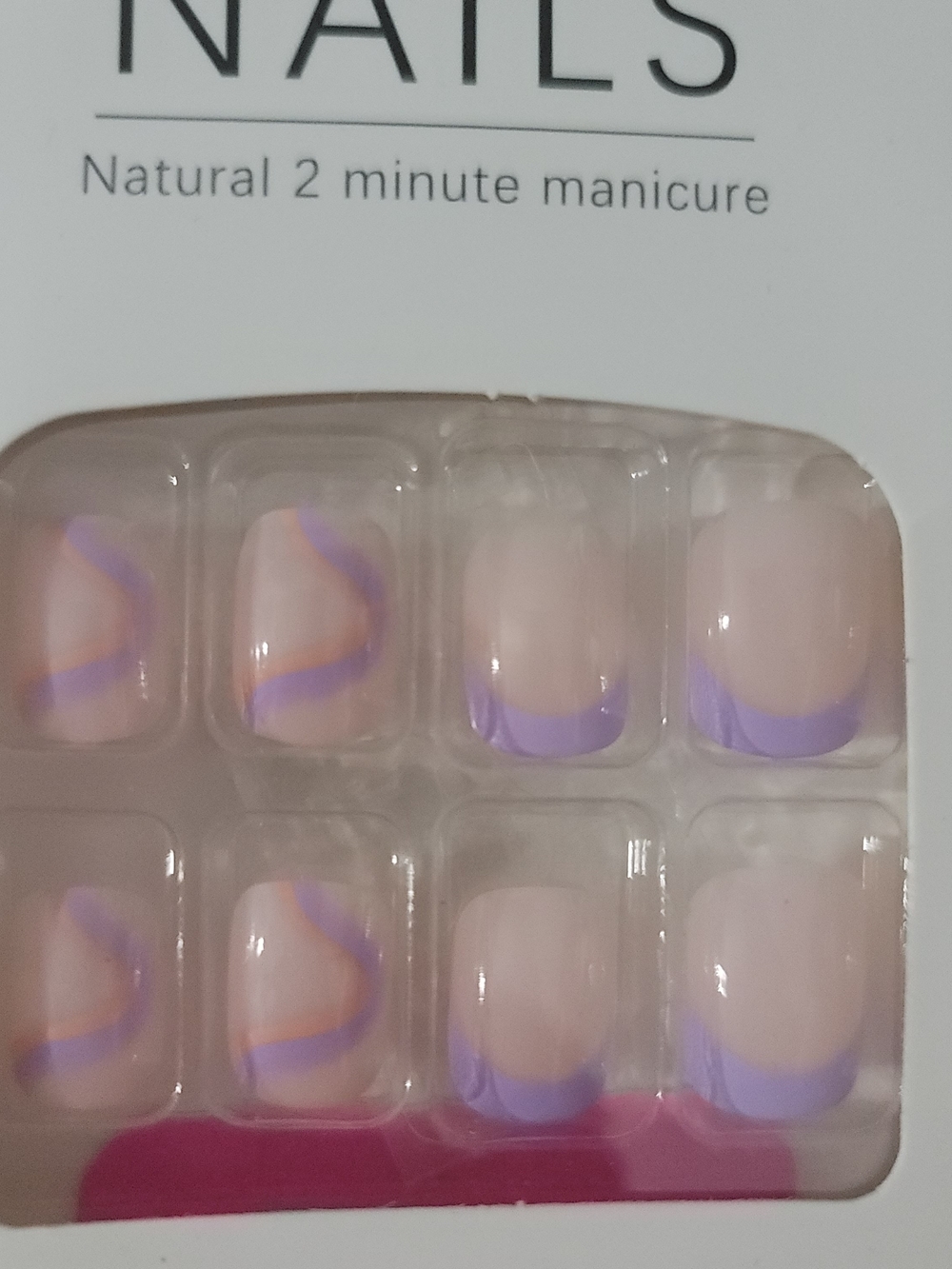 ❤️‍🔥6/$15❤️‍🔥Press-On Natural Manicure Nails with Purple Accent
